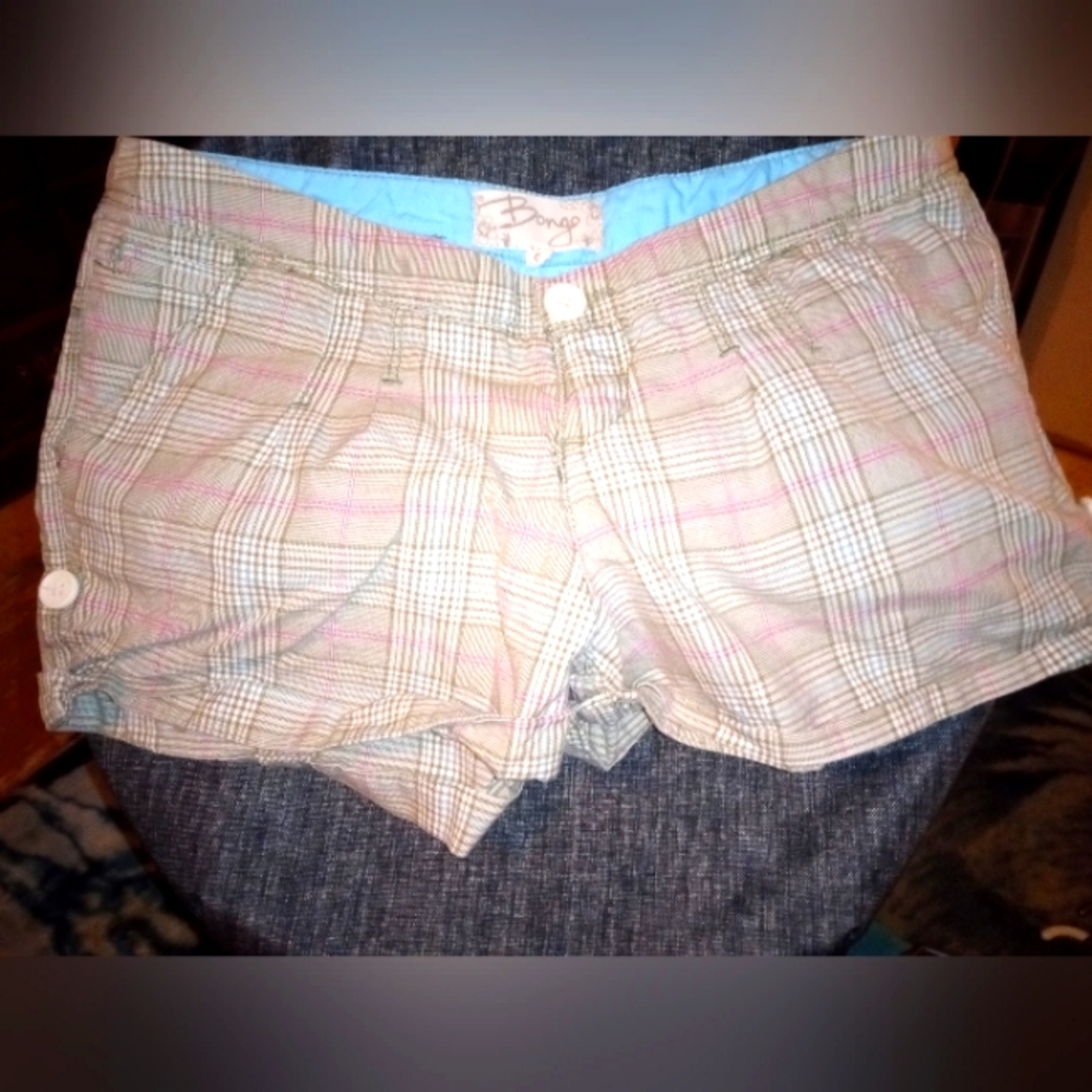 Bongo Beige and pink plaid shorts
